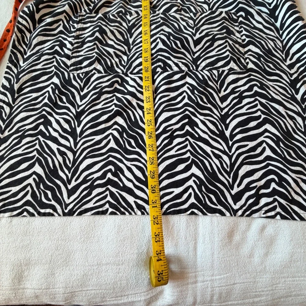 Witchy Woman Halloween Apron Zebra Print Orange Polka Dot Pockets Adjustable